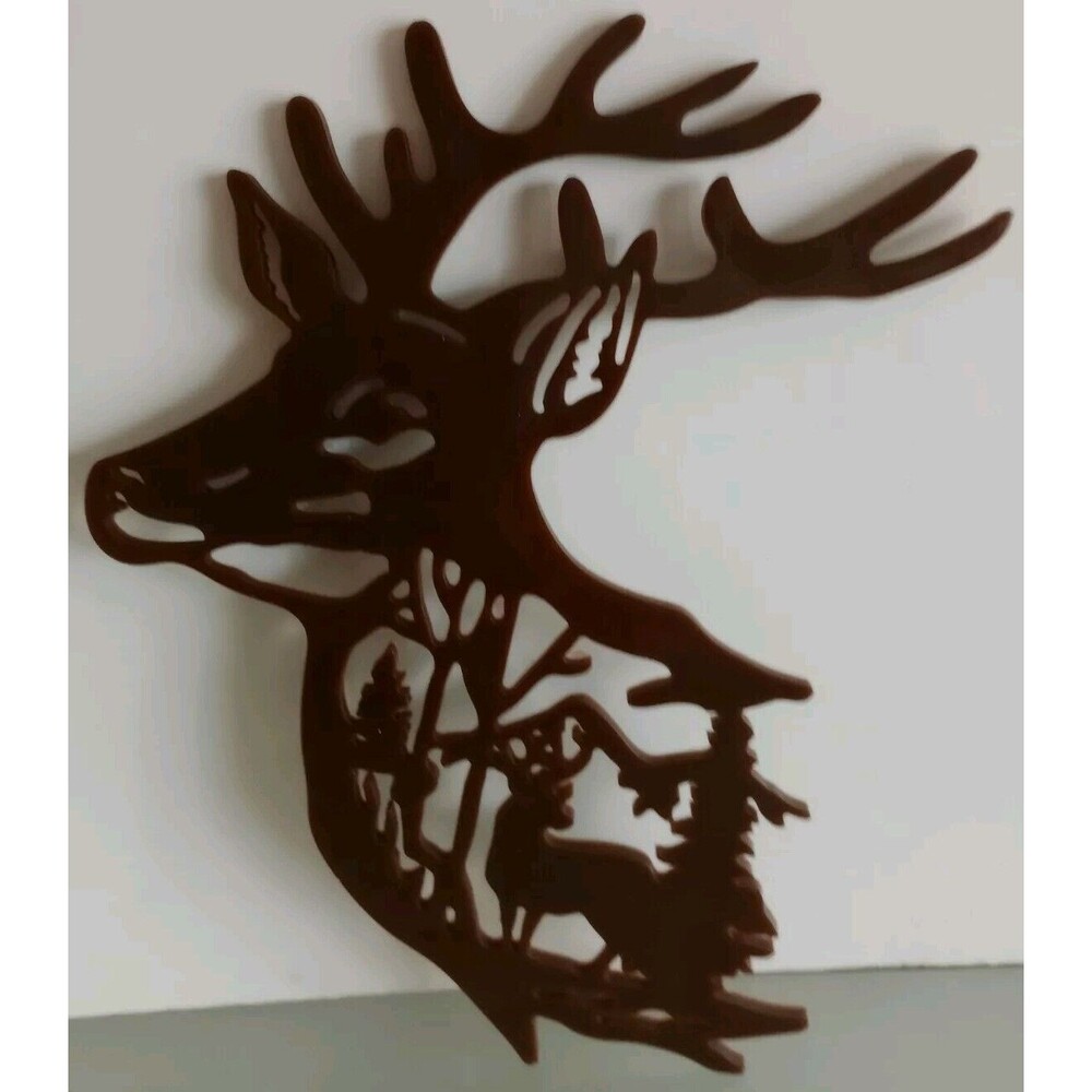 Deer Silhouette Brown Resin With Deer & Pine Trees Inside Homemade Home Decor